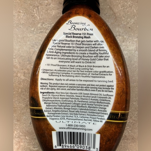 Bronzing Bourbon Special Reserve 151 proof Black Bronzing by Ultimate 11oz NIP - Picture 2 of 2